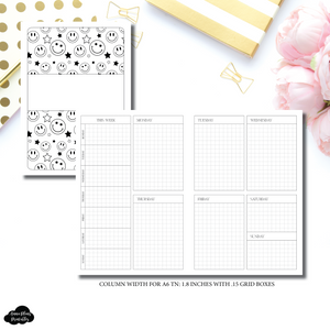 A6 TN Size | Undated Easy Vertical Weekly Grid Printable Insert