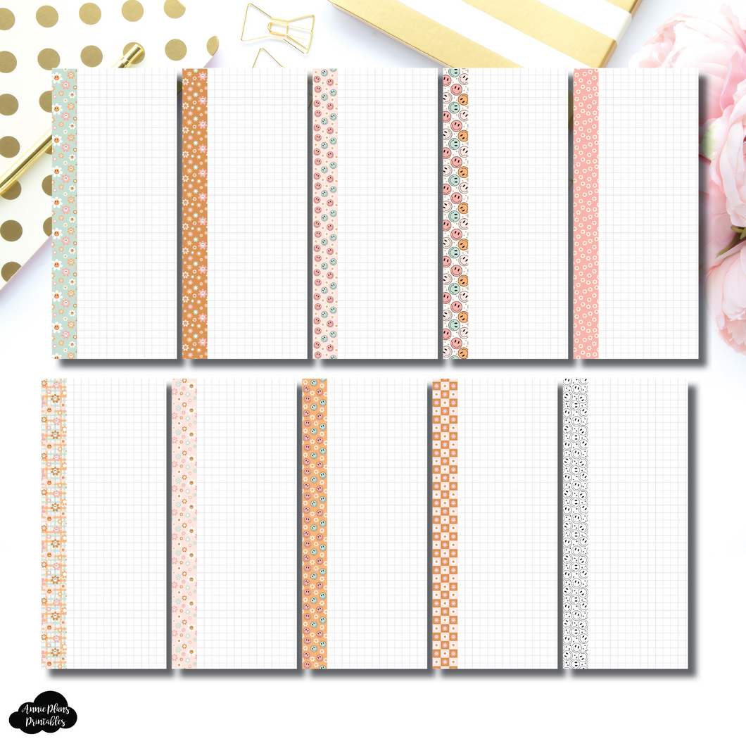 A6 Rings Size | Retro Grid Skinnies Printable Insert