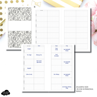 Half Letter Rings Size | Undated Sectioned Weekly Grid Printable Insert