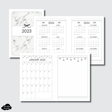 B6 TN Size | 2023 Bow Monthly + Grid Printable Insert