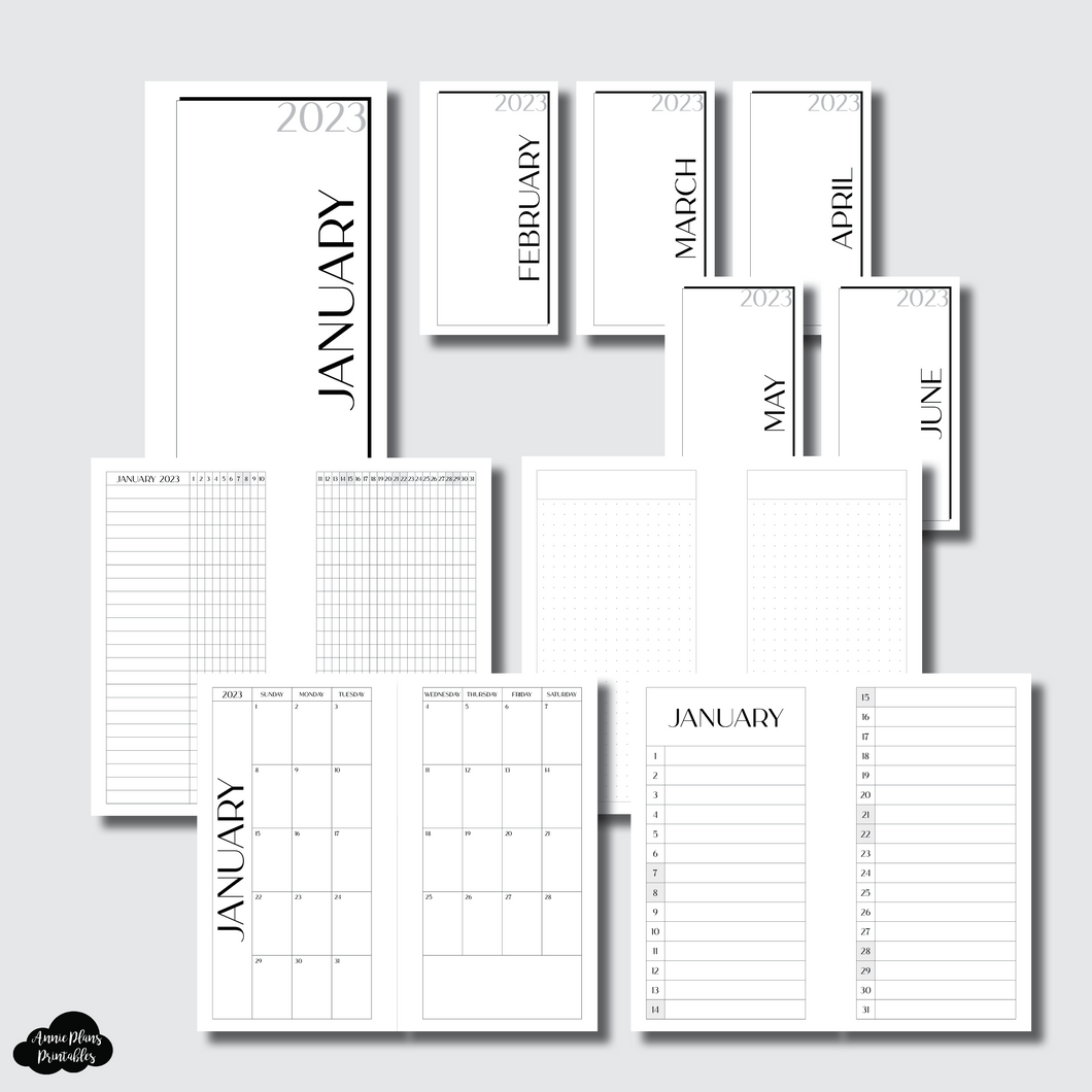Personal Rings Size | JANUARY - JUNE 2023 Catch All Monthly Layout Printable Insert