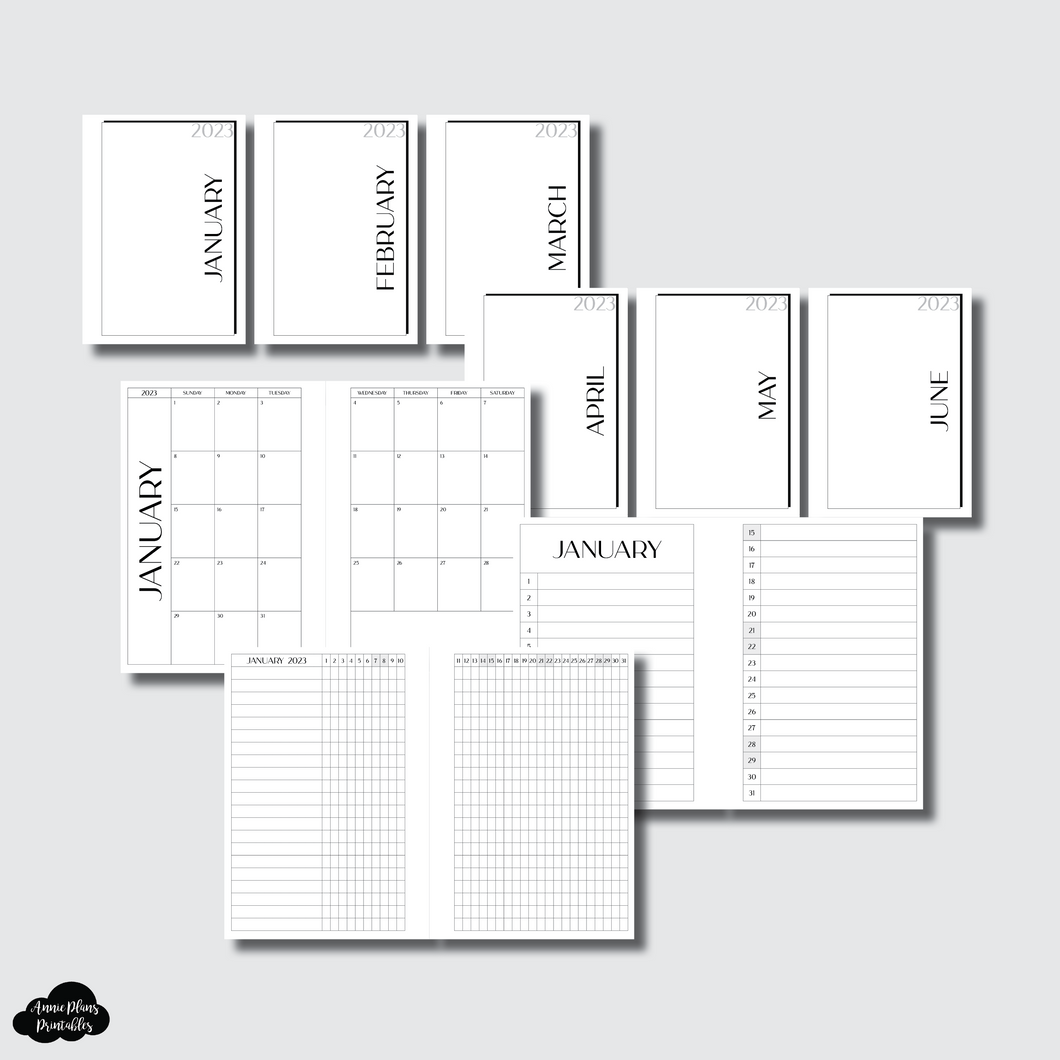 A6 Rings Size | JANUARY - JUNE 2023 Catch All Monthly Layout Printable Insert
