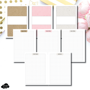 Personal Wide Rings Size | Kraft Washi GRID DAILY Printable Insert