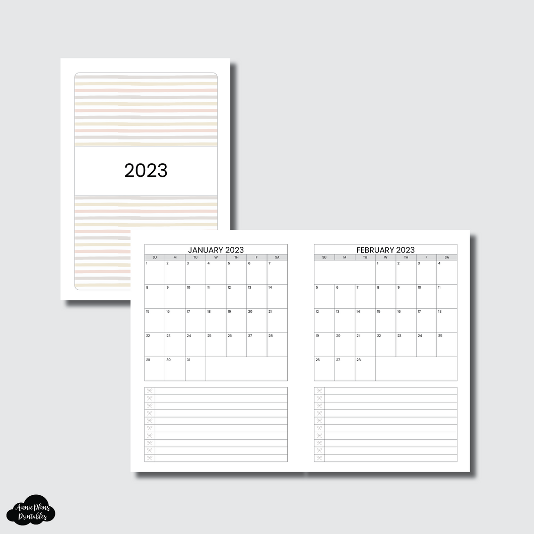 A5 Rings Size | 2023 Single Page Monthly + Lists Printable Insert