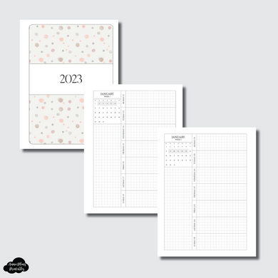 B6 Rings Size | 2023 Week on 1 Page GRID with Calendar Printable Insert