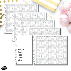 B6 Rings Size | 2022 - 2026 Star Border Single Page Year at a Glance Printable Insert