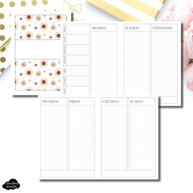 Passport TN Size | Undated Vertical GRID Week on 4 Page Layout Printable Insert