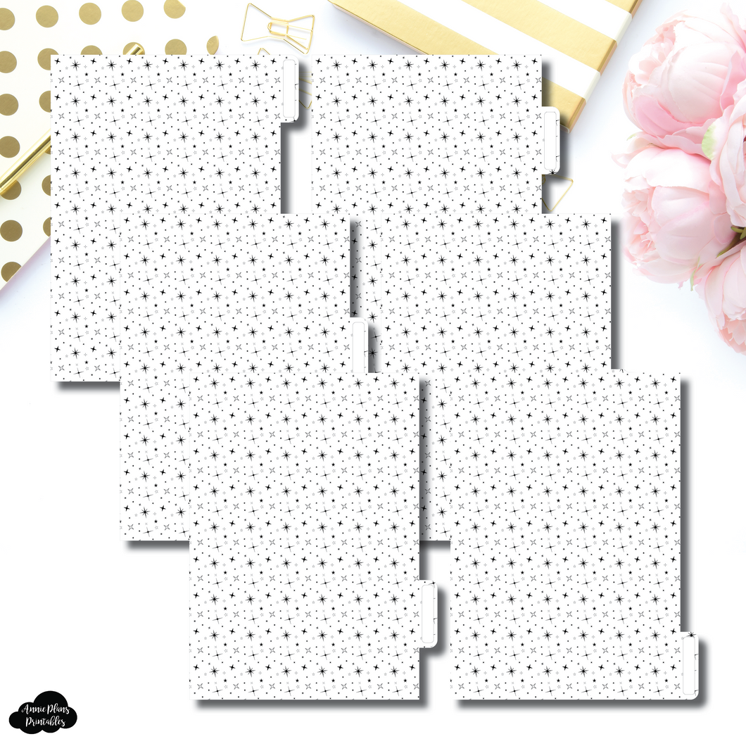 Personal Wide Ring Dividers | Starry 6 Side Tab Printable Dividers