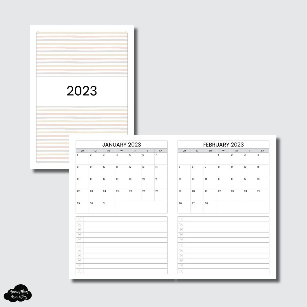 B6 TN Size | 2023 Single Page Monthly + Lists Printable Insert