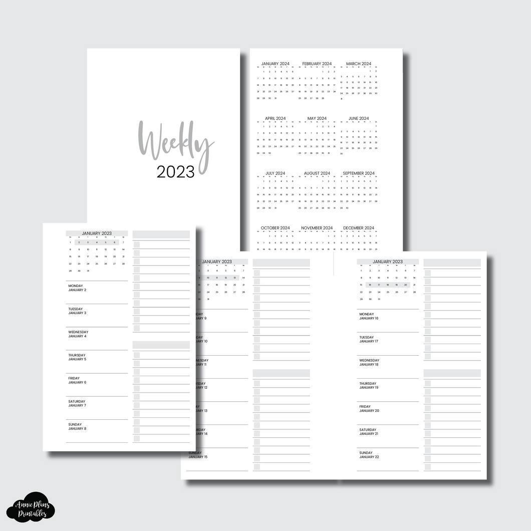 Pocket Rings Size | JAN - DEC 2023 Weekly + Lists Printable Insert