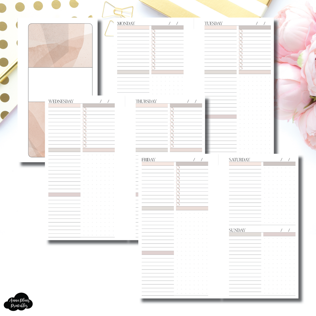 Personal Rings Size | Undated Neutral Abstract Daily Printable Insert