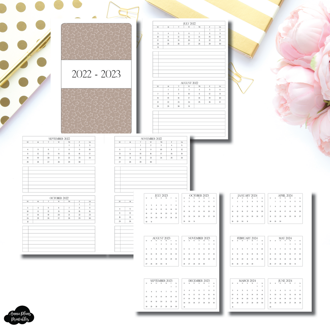 A6 Rings Size | 2022 - 2023 Academic 2 Month on a Page with Important Dates PRINTABLE INSERT