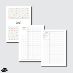 A5 Wide Rings Size | 2023 Week on 1 Page GRID with Calendar Printable Insert