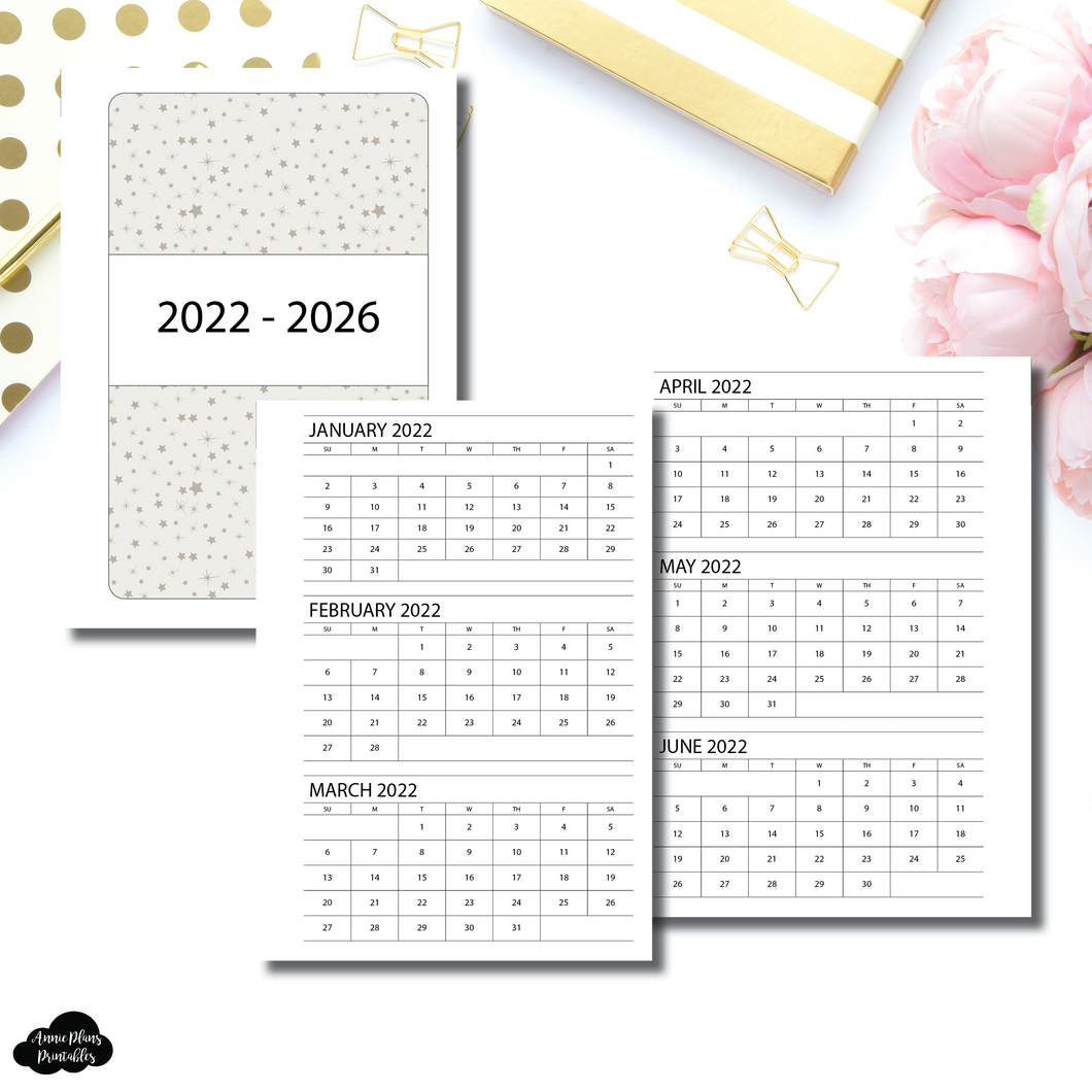 Pocket Rings Size | 2022-2026: 5 Year Monthlies Printable Insert