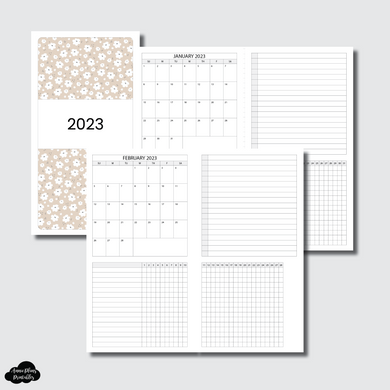 Standard TN Size | 2023 Monthly Calendar (SUNDAY Start) Tracker + List PRINTABLE INSERT