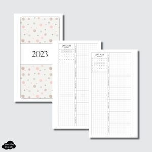 Personal Rings Size | 2023 Week on 1 Page GRID with Calendar Printable Insert