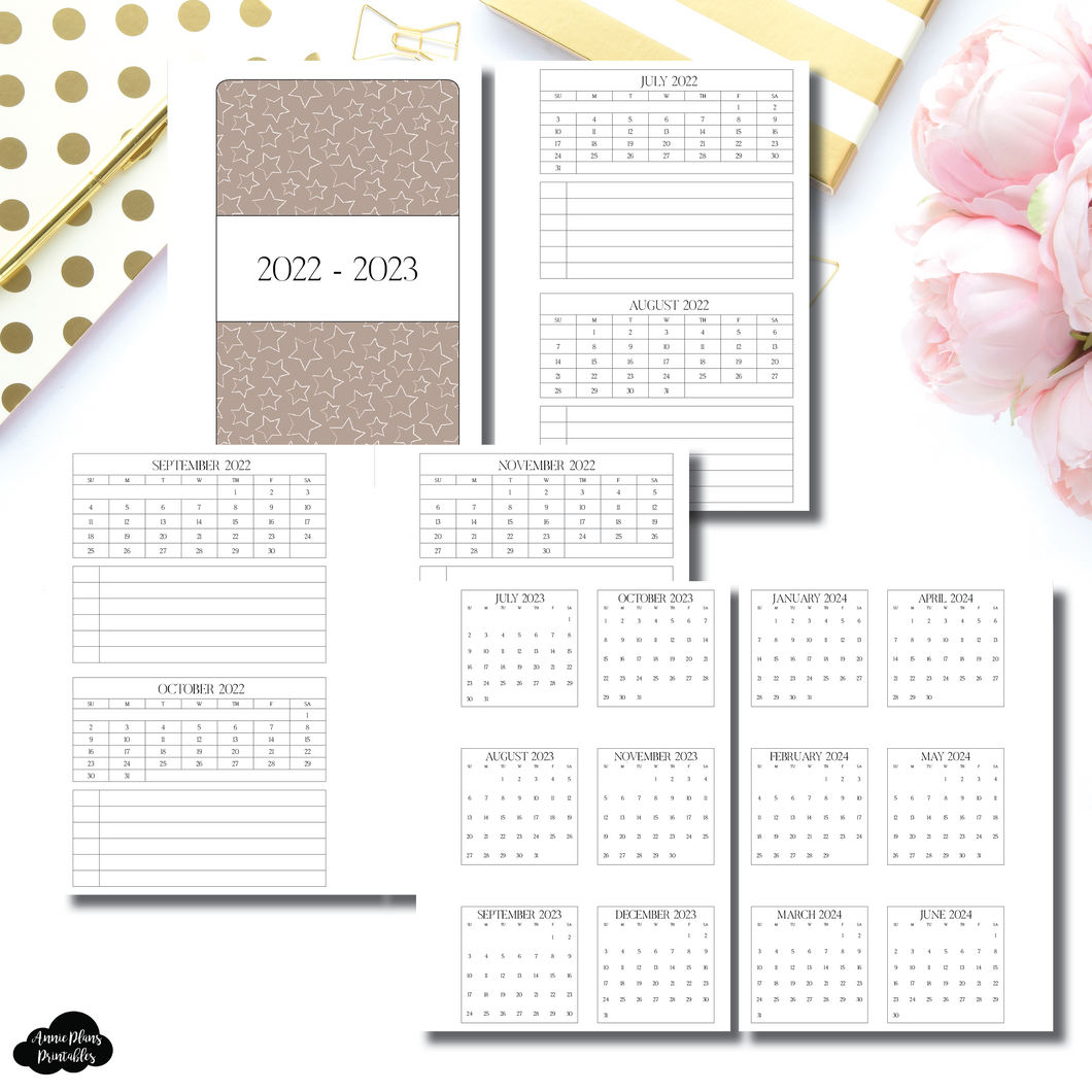 Pocket Rings Size | 2022 - 2023 Academic 2 Month on a Page with Important Dates PRINTABLE INSERT