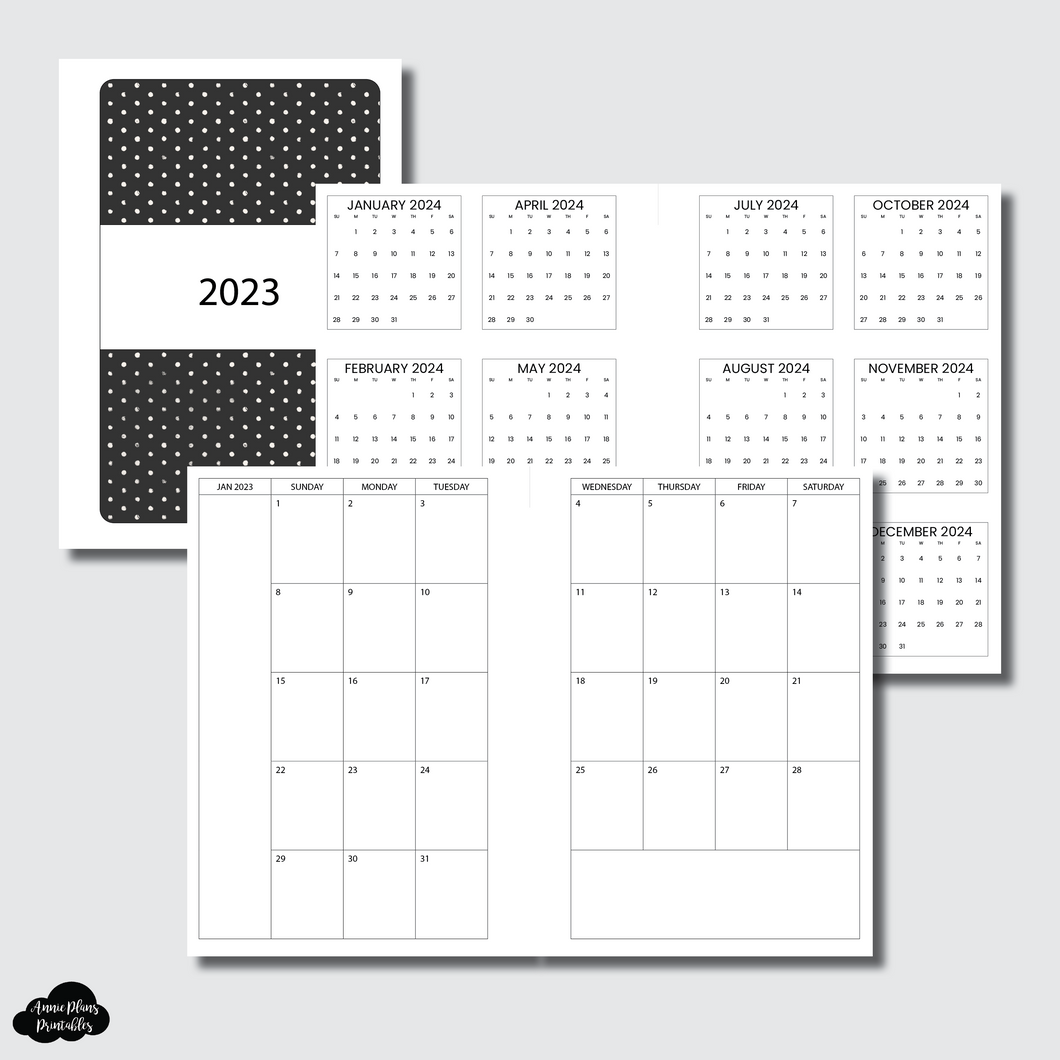 Standard TN Size | 2023 Minimalist Monthly Calendar (SUNDAY Start) PRINTABLE INSERT