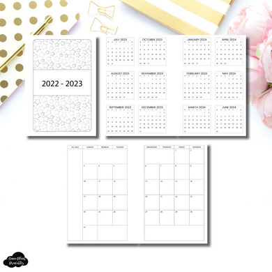 Pocket Plus Rings Size | 2022-2023 Minimalist Academic Monthly Calendar (SUNDAY Start) PRINTABLE INSERT