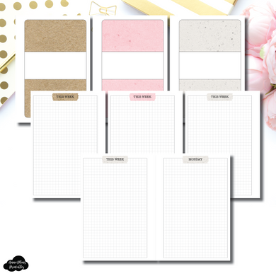 A6 Rings Size | Kraft Washi GRID DAILY Printable Insert