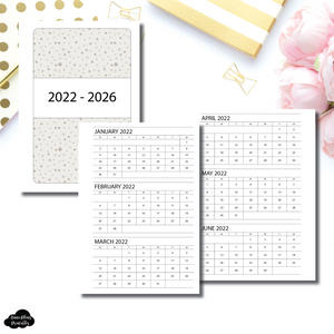 A5 Wide Rings Size | 2022-2026: 5 Year Monthlies Printable Insert