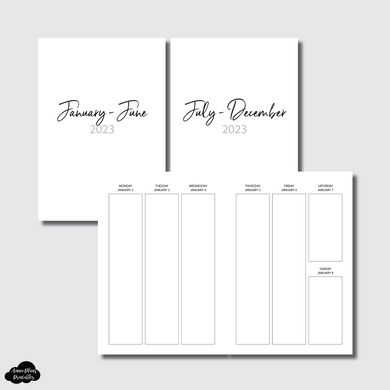 A5 Rings  Size | 2023 Vertical Week on 2 Pages Printable Insert