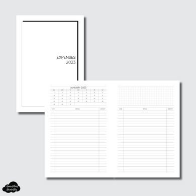 A5 Rings Size | 2023 Monthly Expense Calendar Printable Insert
