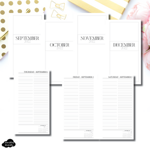 Personal Rings Size | SEPTEMBER - DECEMBER 2022 LINED (UNTIMED) Daily Layout Printable Insert