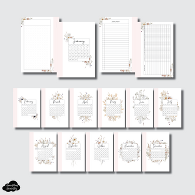 Pocket Rings Size | 2023 Floral Monthly Dashboards Printable Insert
