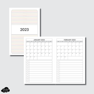 Pocket TN Size | 2023 Single Page Monthly + Lists Printable Insert