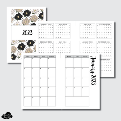 A6 Rings Size | 2023 CLASSIC FONT Monthly Calendar (SUNDAY Start) PRINTABLE INSERT