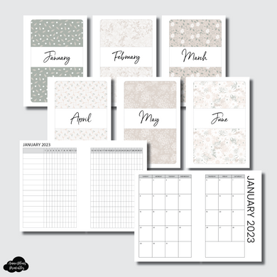 A6 Rings Size | JAN - JUN 2023 Monthly Calendar + Tracker Printable Insert