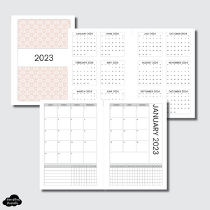 Personal Wide Rings Size | 2023 Monthly Calendar (SUNDAY Start) + TRACKER ON 2 PAGES PRINTABLE INSERT