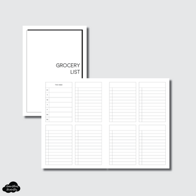 A6 AE x APP Size | Sectioned Grocery List Printable Insert