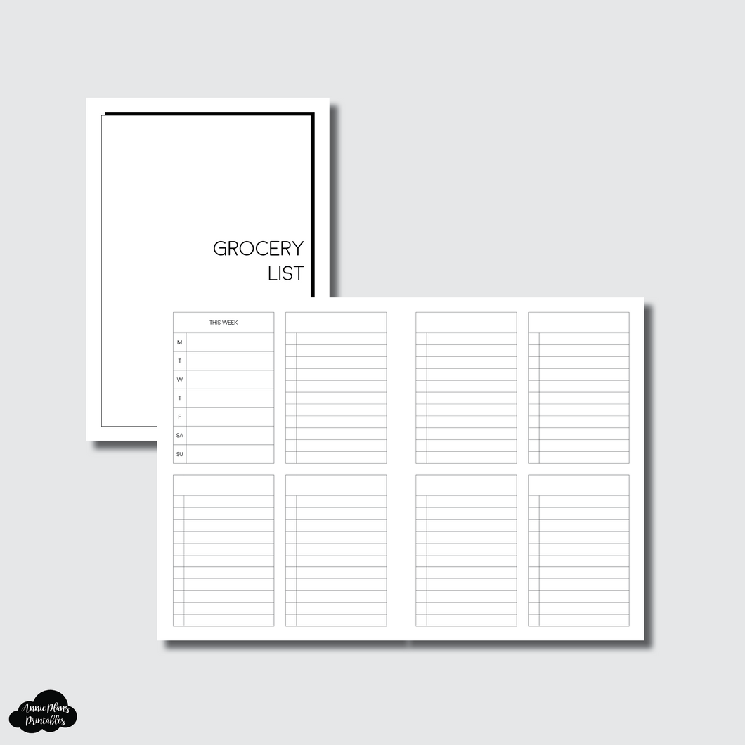 A6 AE x APP Size | Sectioned Grocery List Printable Insert ...