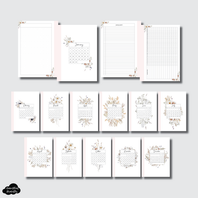 B6 TN Size | 2023 Floral Monthly Dashboards Printable Insert