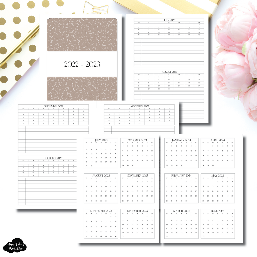 B6 Rings Size | 2022 - 2023 Academic 2 Month on a Page with Important Dates PRINTABLE INSERT