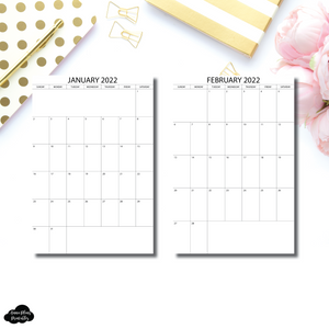 A6 Notebook Size | 2022 Single Page Monthly Printable Insert
