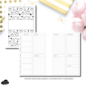 A6 Rings Size | Undated Easy Vertical Weekly Grid Printable Insert