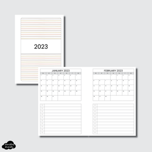 A6 Rings Size | 2023 Single Page Monthly + Lists Printable Insert