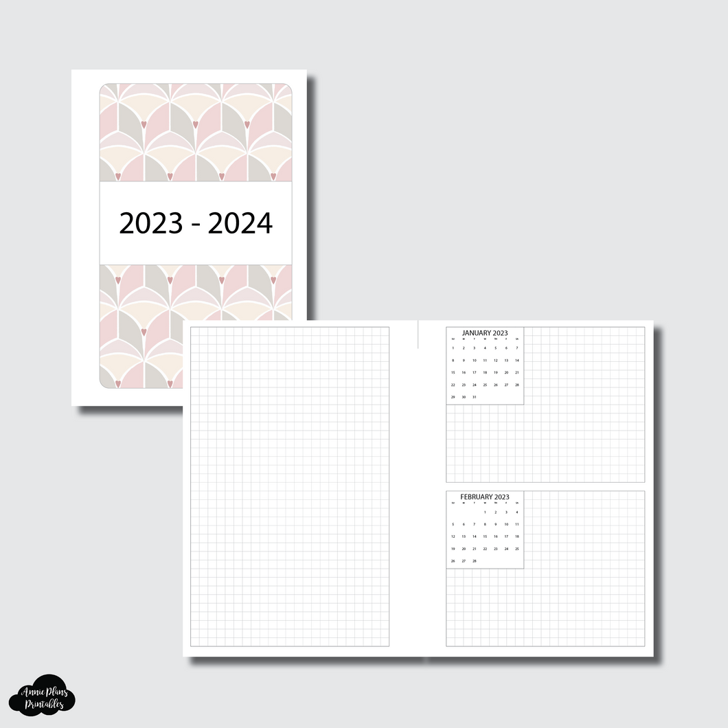 A6 Rings Size | 2023-2024 Simple Grid Forward Planning Printable Insert