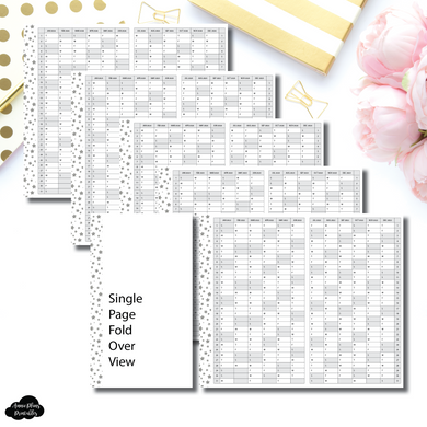 A6 Rings Size | 2022 - 2026 Star Border Single Page Year at a Glance Printable Insert