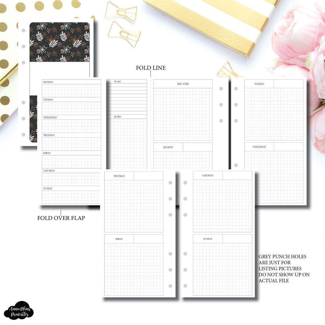 FC Pocket Rings Size | FOLD OVER Horizontal Layout Printable Insert