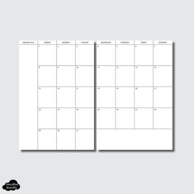 A6 Notebook Size | 2023 Minimalist Monthly Printable Insert