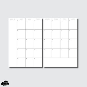 A6 Notebook Size | 2023 Minimalist Monthly Printable Insert