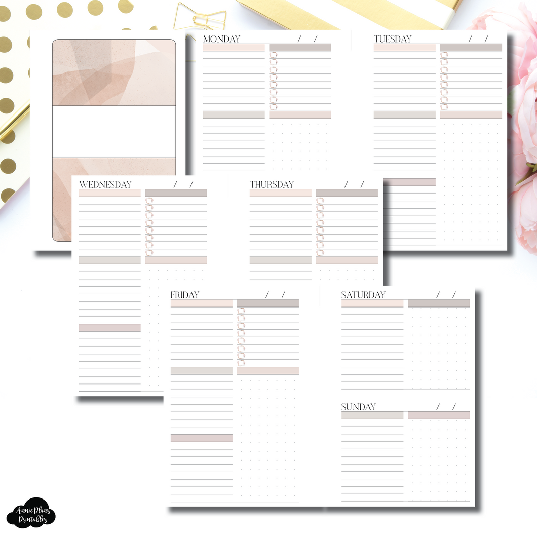 Pocket Plus Rings Size | Undated Neutral Abstract Daily Printable Insert