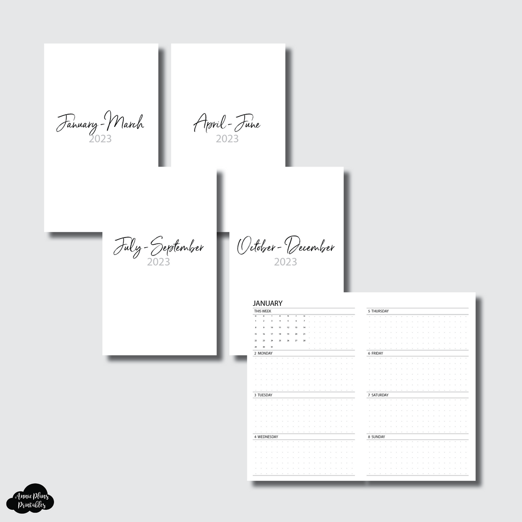 B6 Slim TN Size | 2023 Week on 2 Pages Horizontal Printable Insert ...