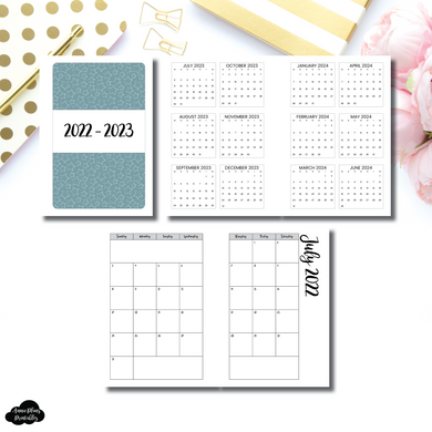 Pocket Plus Rings Size | 2022 - 2023 CLASSIC FONT Academic Monthly Calendar (SUNDAY Start) PRINTABLE INSERT