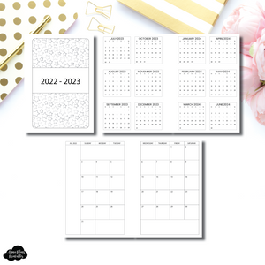 B6 Slim TN Size | 2022-2023 Minimalist Academic Monthly Calendar (SUNDAY Start) PRINTABLE INSERT