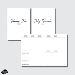 B6 TN Size | 2023 Vertical Week on 2 Pages With Trackers Printable Insert
